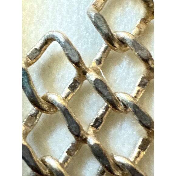 Vintage Gold-Tone Mesh Bib Necklace With Clear Crystal & Bronze Beads - Picture 7 of 8